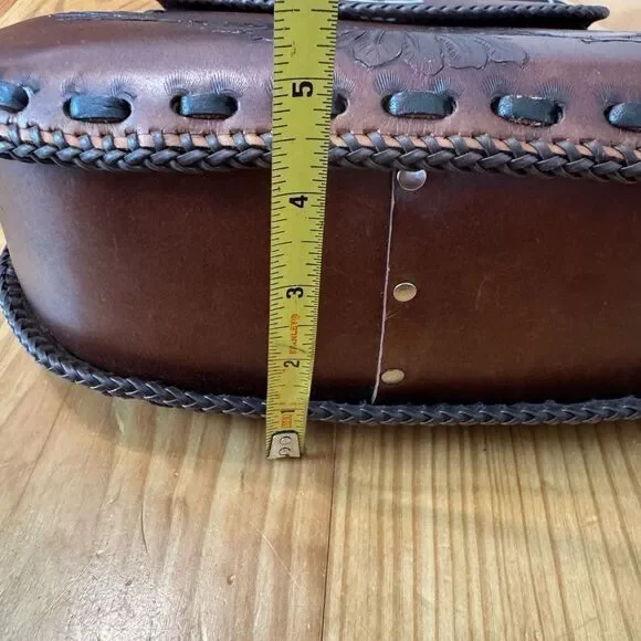 Vintage Handmade Tooled Leather Eagle Bird Saddlebag Shoulder Purse Western - Picture 7 of 16